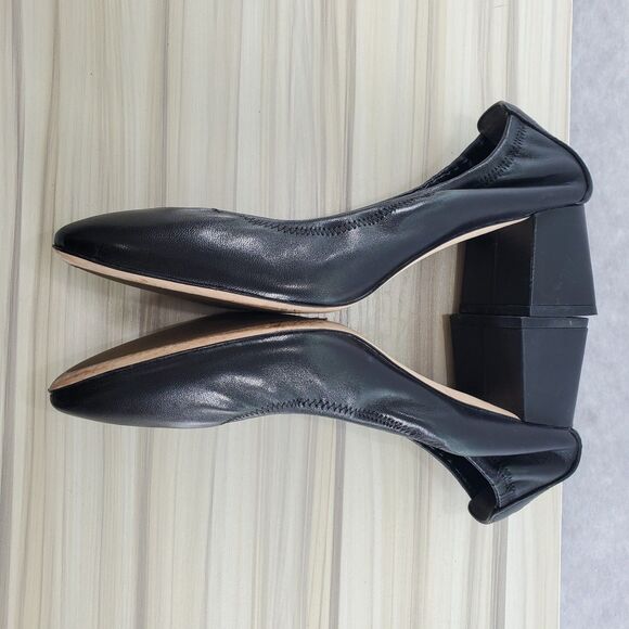 8.5 Tory Burch 55 MM Eddie Pump Chunky Block Heel Ballet Perfect Black Soft - Picture 7 of 10